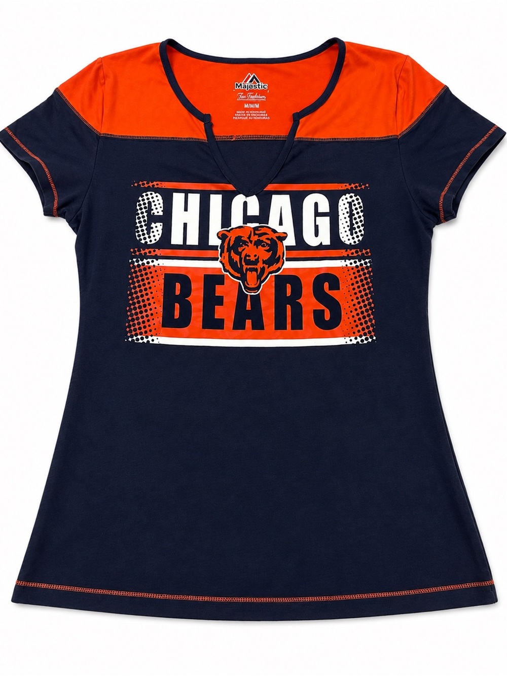 Majestic Chicago Bears Women’s Graphic Tee Navy Orange Medium